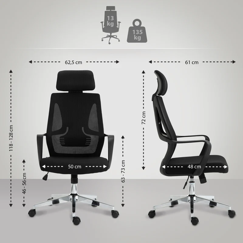 KAN ergonomischer und einstellbarer Chefsessel, Bürostuhl, Mesh-Stoff, schwitzfrei.
