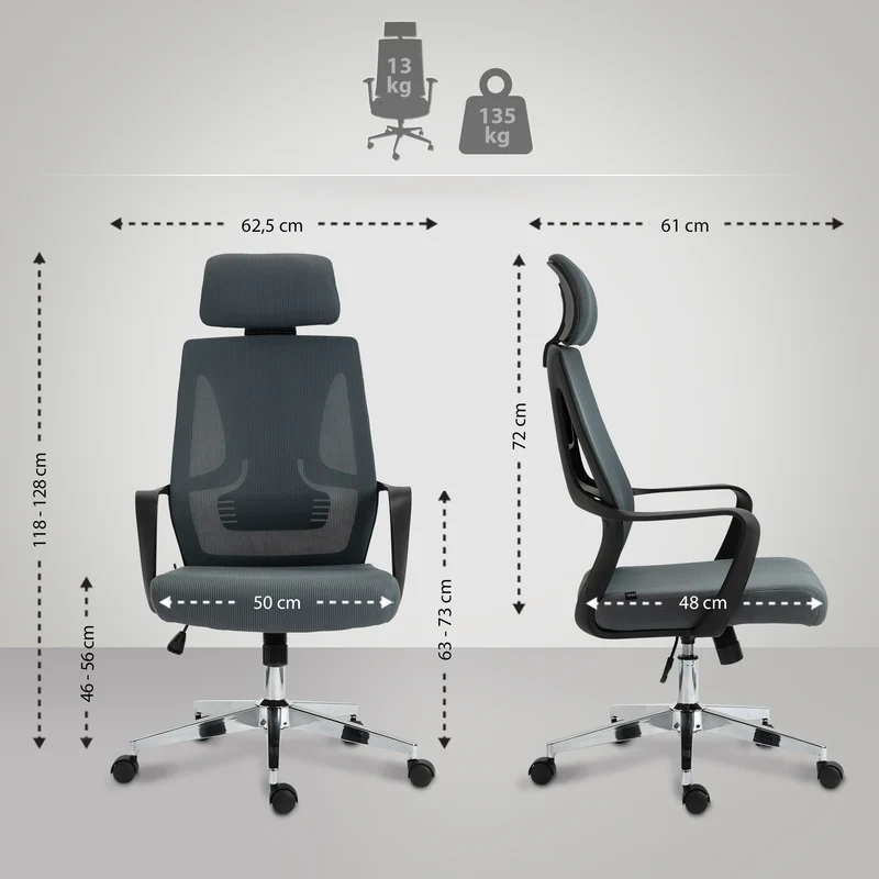 KAN ergonomischer und einstellbarer Chefsessel, Bürostuhl, Mesh-Stoff, schwitzfrei.