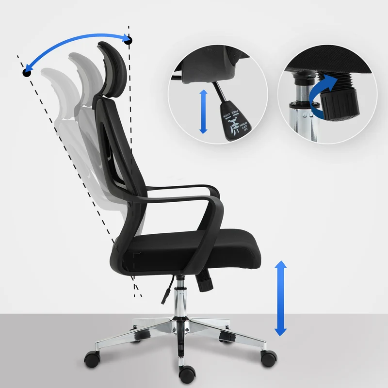 KAN ergonomischer und einstellbarer Chefsessel, Bürostuhl, Mesh-Stoff, schwitzfrei.
