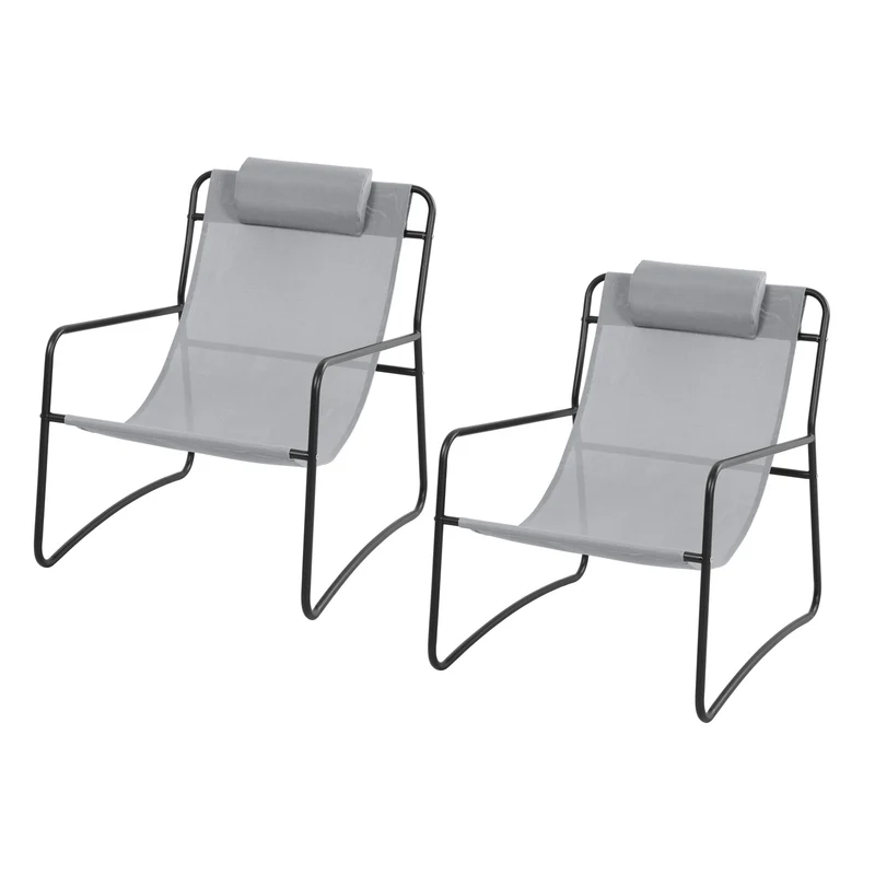 SVEIO 2er Set Outdoor Relaxsessel Gartenstuhl mit Kissen Liegestuhl