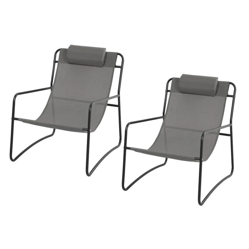 SVEIO 2er Set Outdoor Relaxsessel Gartenstuhl mit Kissen Liegestuhl