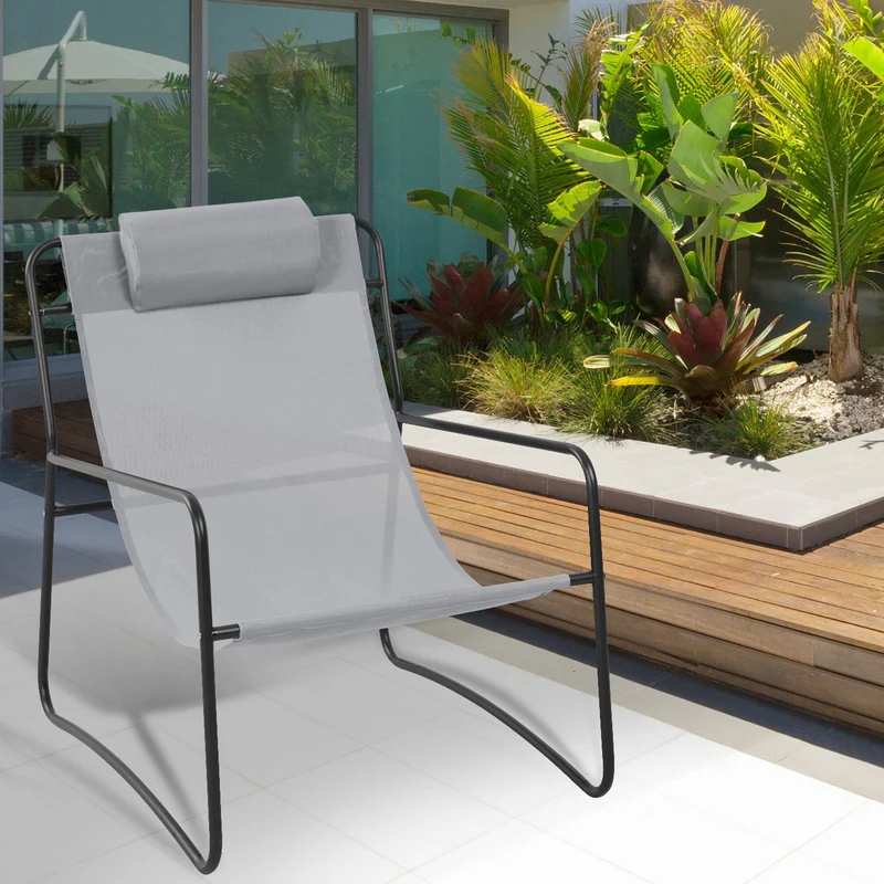 SVEIO 2er Set Outdoor Relaxsessel Gartenstuhl mit Kissen Liegestuhl