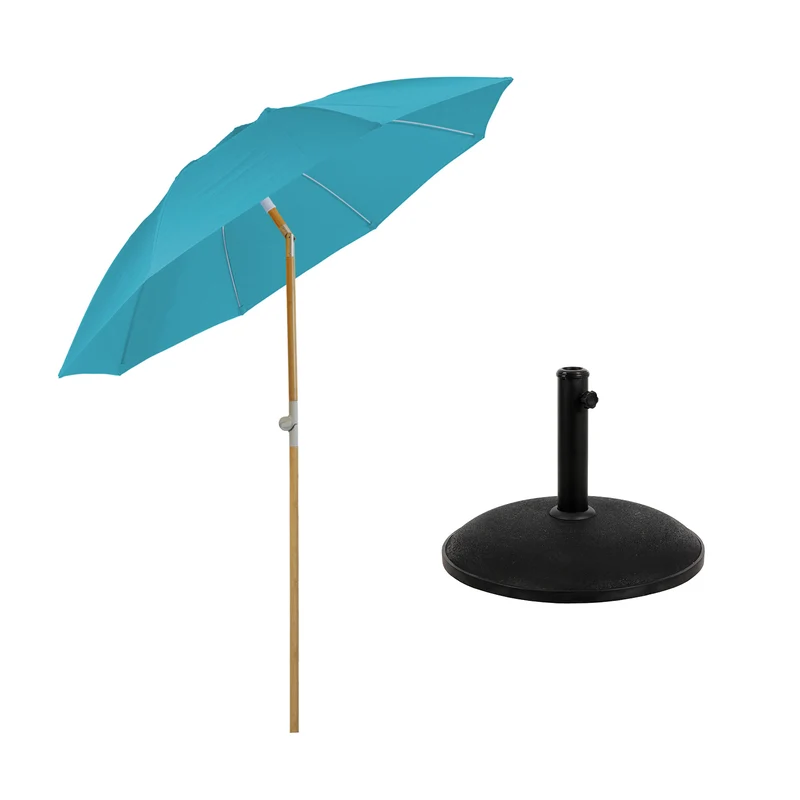 Set Sonnenschirm Bambus + Ständer