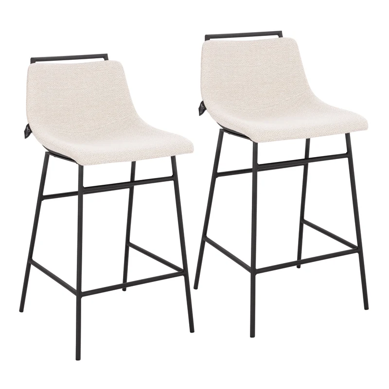 CAMILLE 2er Set Barhocker Boucle Weiß