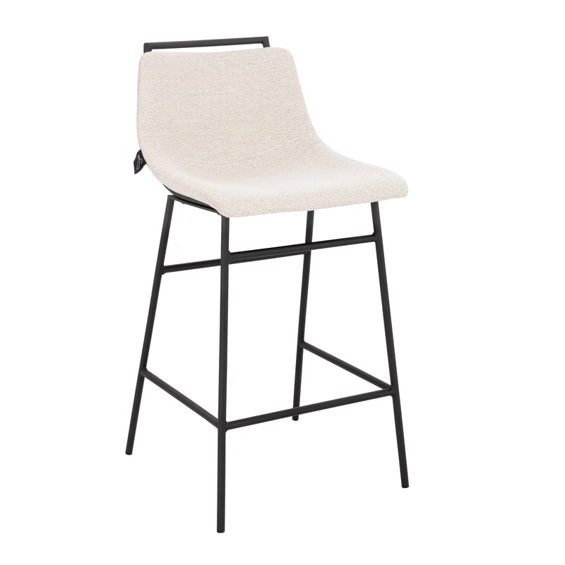 CAMILLE 2er Set Barhocker Boucle Weiß