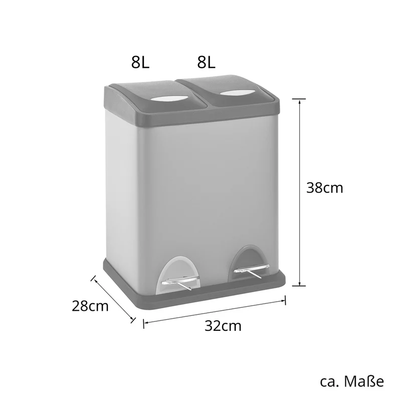 TC2X8 Mülleimer 16 Liter Grau (2x8L)
