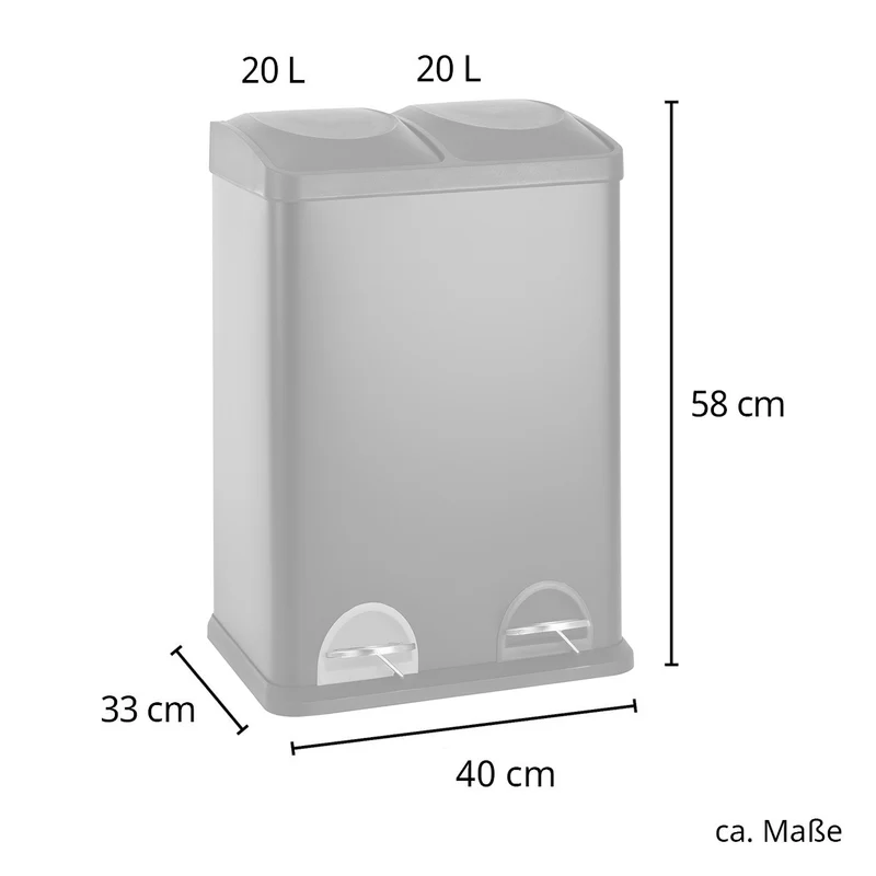 TC2X20 Mülleimer Grau 40 Liter (2x20L)