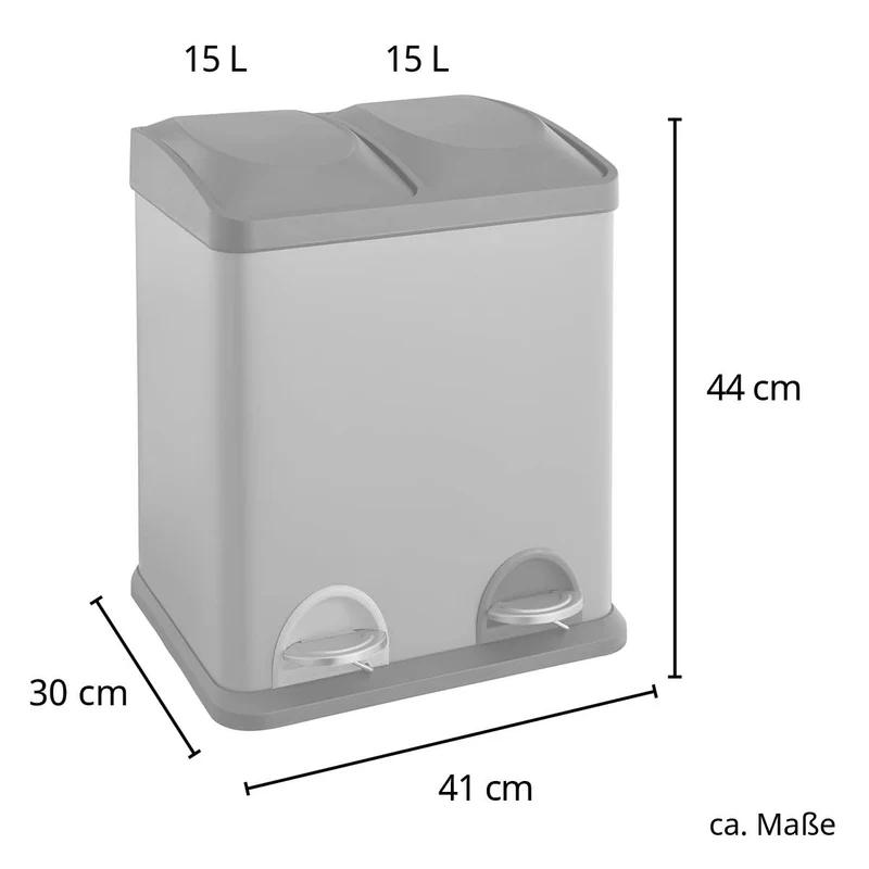 TC2X15 Mülleimer 30 Liter 2x15 Liter Schwarz