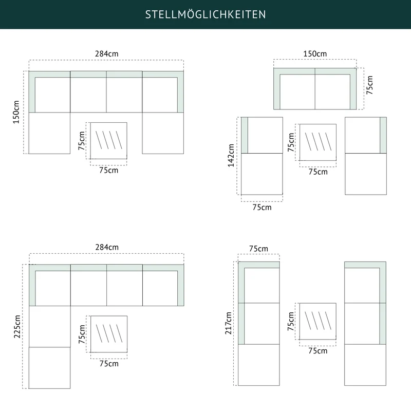 Set LUGANO + Abdeckhaube Grau