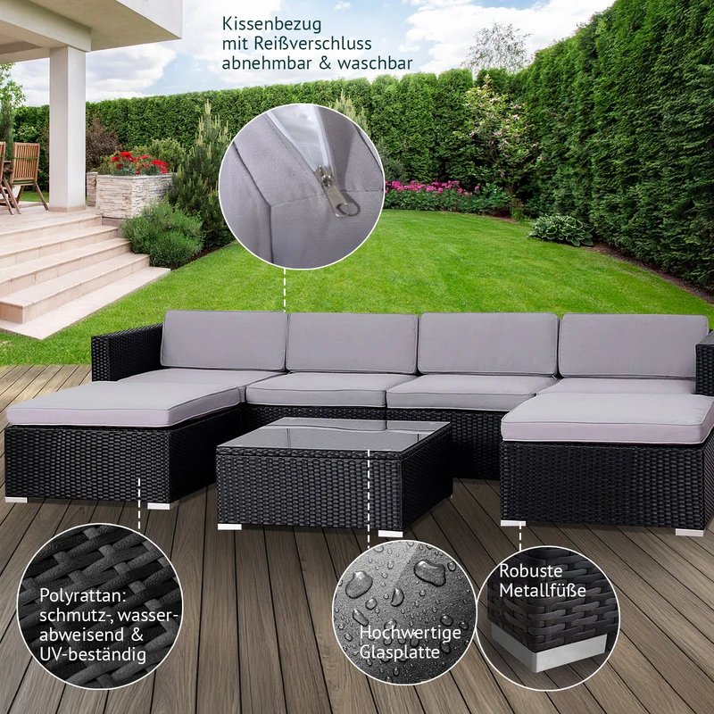Set LUGANO + Abdeckhaube Schwarz