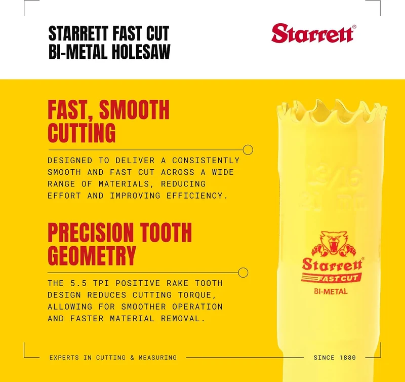 Starrett HSS Bi-Metall-Lochsäge - FCH0512 schnell geschnittene extra Kobalt-Lochsäge - für rostfreie