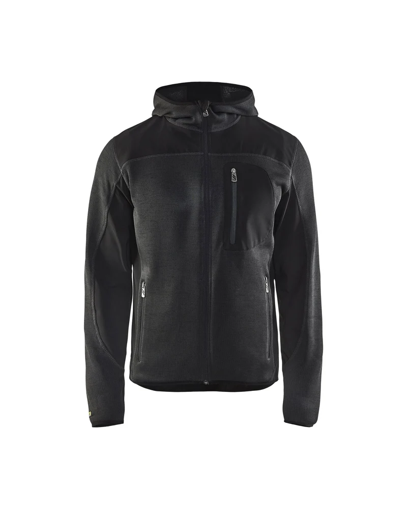 Strickjacke"4930" mit Softshell - BLAKLÄDER Dunkelgrau/Schwarz L, Dunkelgrau/Schwarz L