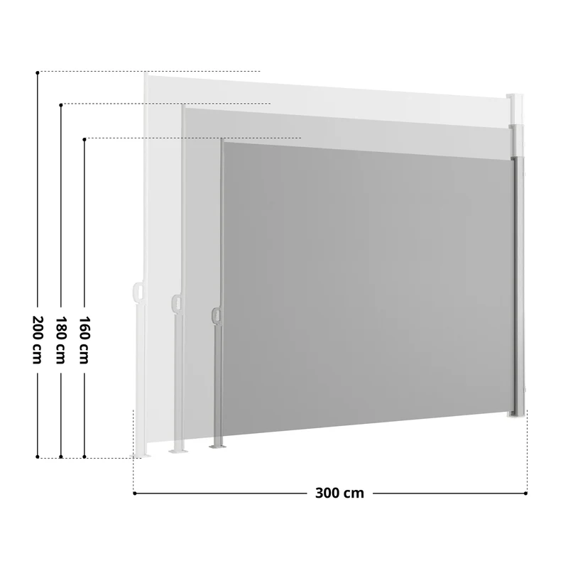 Seitenmarkise 300x160 Dunkelgrau