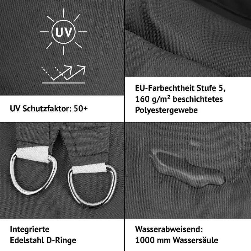 Sonnensegel Viereck Dunkelgrau 3x3m
