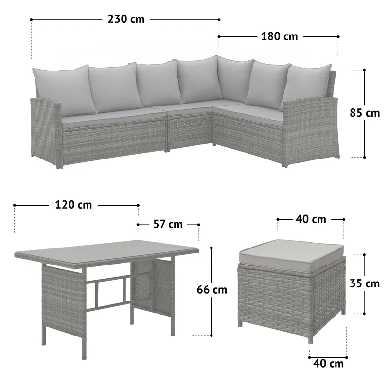 MONROE Garten-Lounge Set Abdeckhaube Polyrattan Lounge-Möbel Sitzgruppe Schwarz