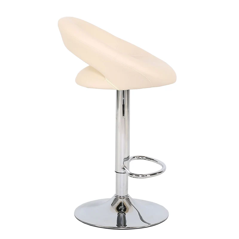 2er Set Barhocker Beige Clubsessel runde Rückenlehne