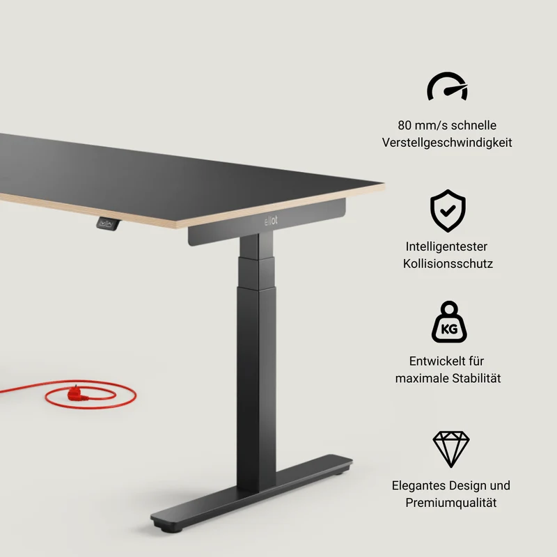 Eliot Pro Black Tischplatte Multiplex Fenix Nero 160x80cm