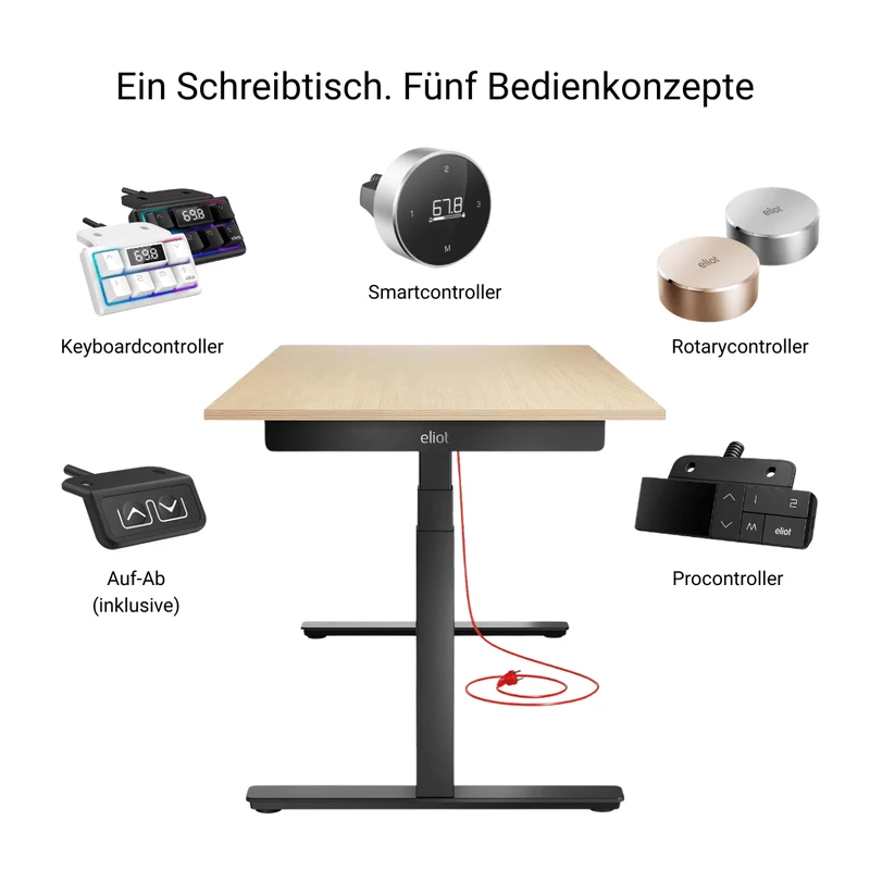 Eliot Pro Black Tischplatte Eiche Multiplex 180x80cm