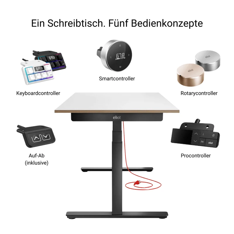 Eliot Pro Black Tischplatte Design White 160x80cm