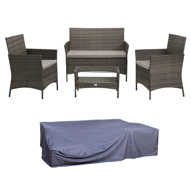 91926 + 91102 Rattan + Haube Brooklyn Set Grau (92926)