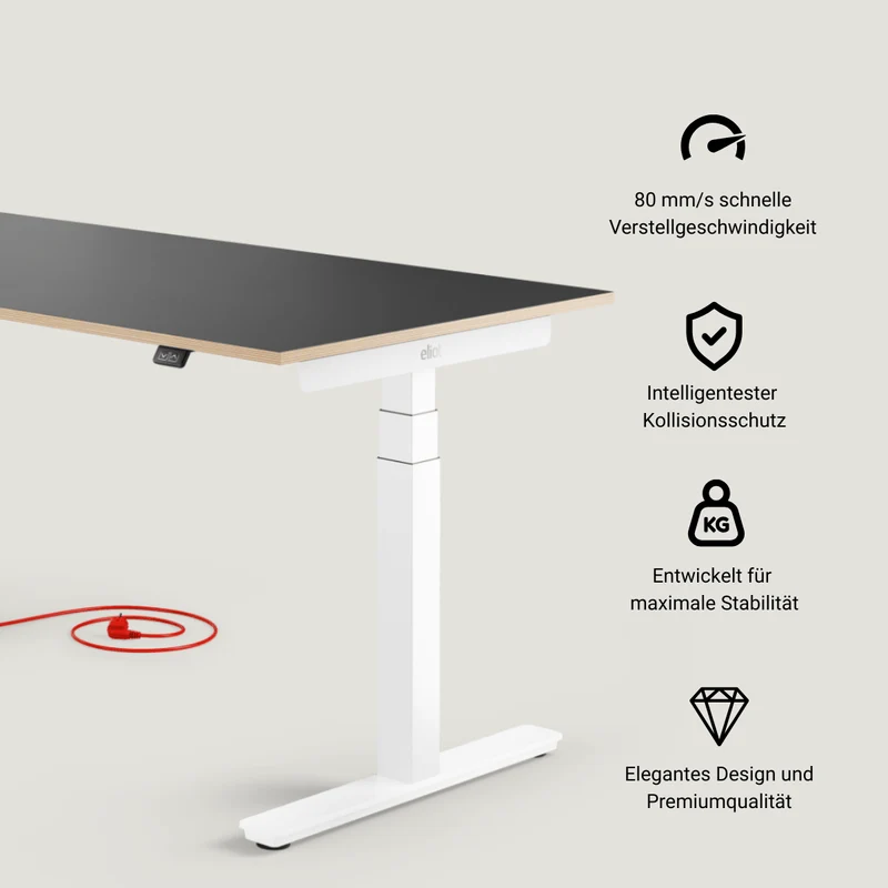 Eliot Pro White Tischplatte Multiplex Fenix Nero 160x80cm
