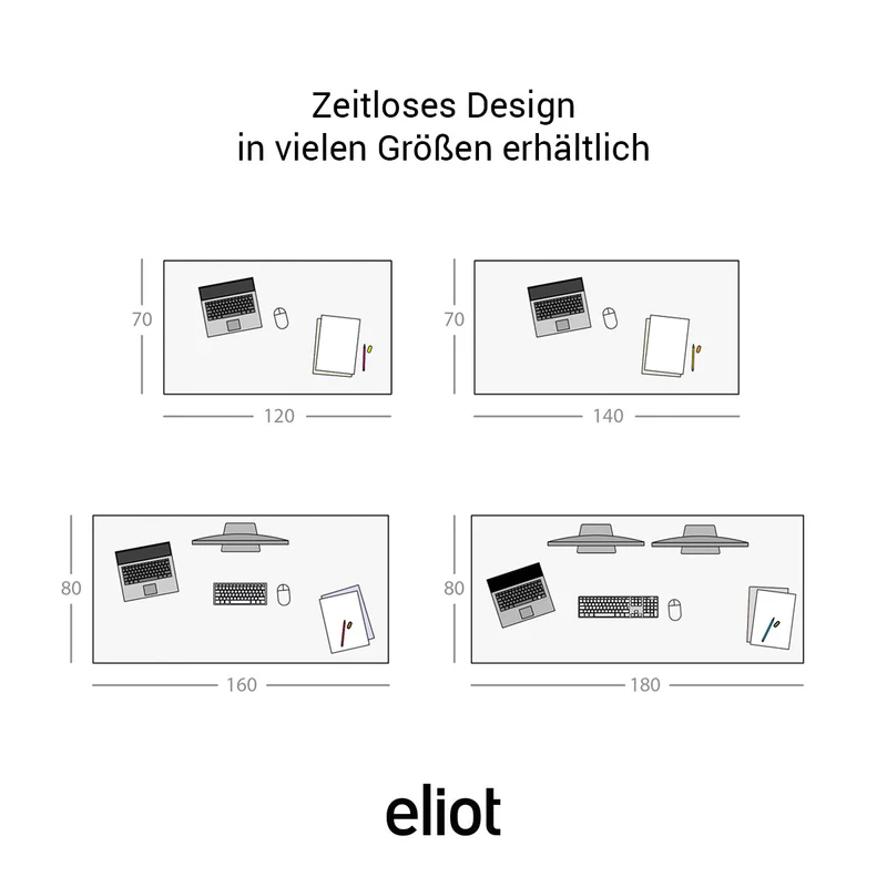 Eliot Original White Tischplatte Soft Graphite 180x80cm