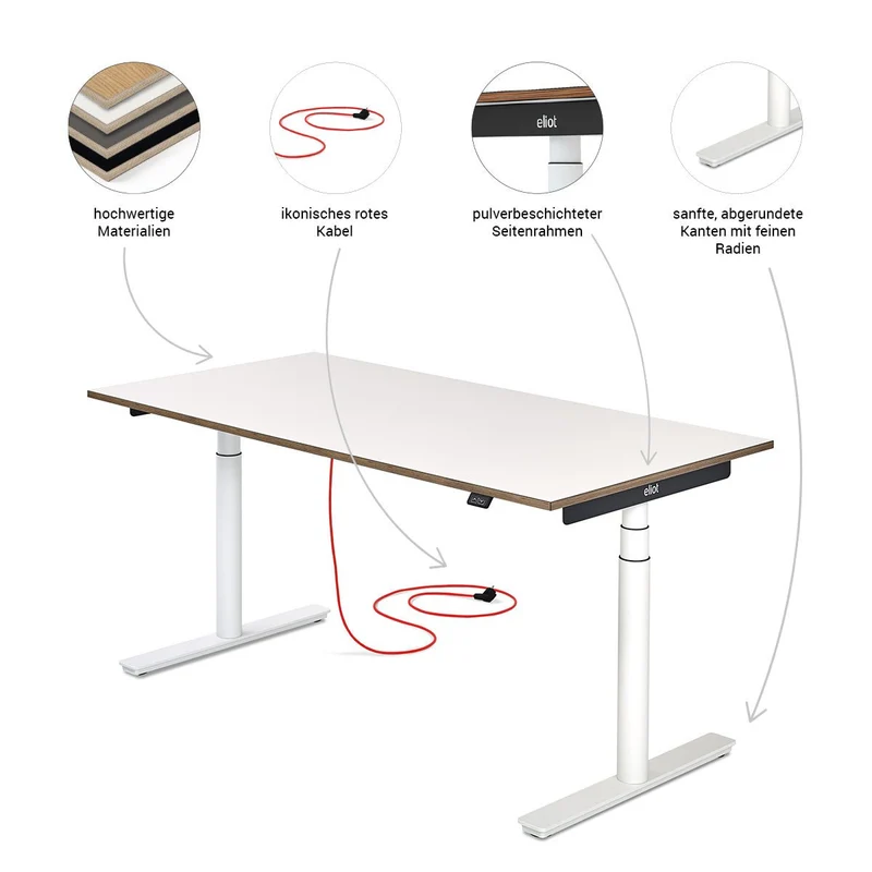 Eliot Original White Tischplatte Soft Graphite 180x80cm