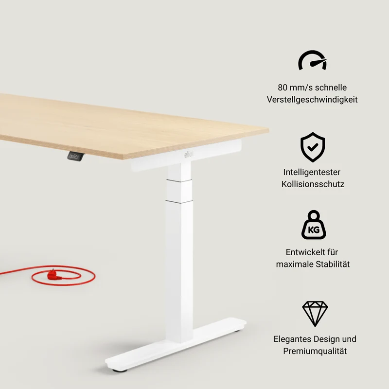 Eliot Pro White Tischplatte Eiche Multiplex 180x80cm