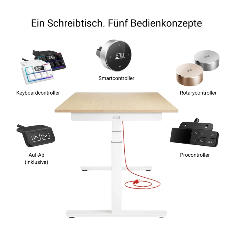 Eliot Pro White Tischplatte Eiche Multiplex 180x80cm