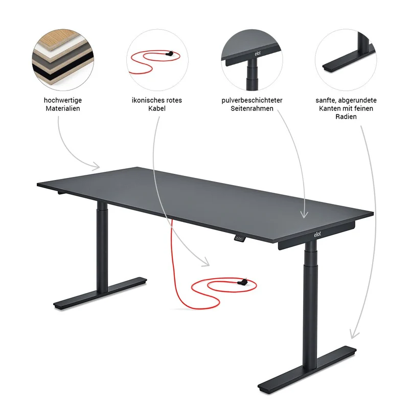 Eliot Original Black Tischplatte Design White 180x80cm