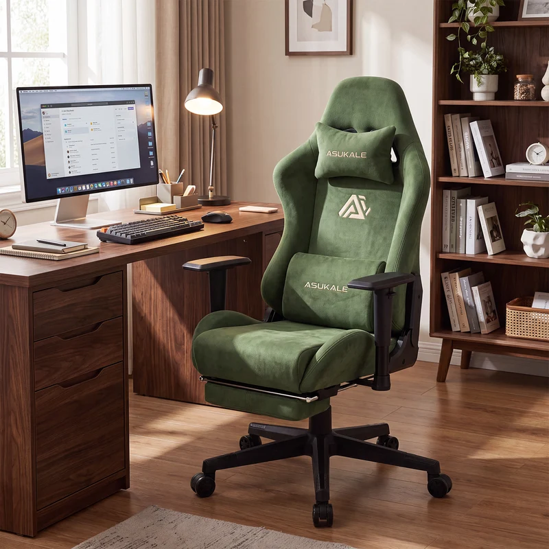Ergonomischer XXL-Gaming-Stuhl aus schwarzem Samt mit Massagefunktion und Fußstütze