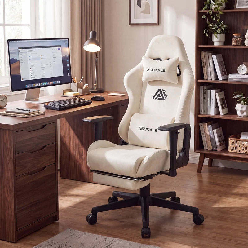 Ergonomischer XXL-Gaming-Stuhl aus schwarzem Samt mit Massagefunktion und Fußstütze