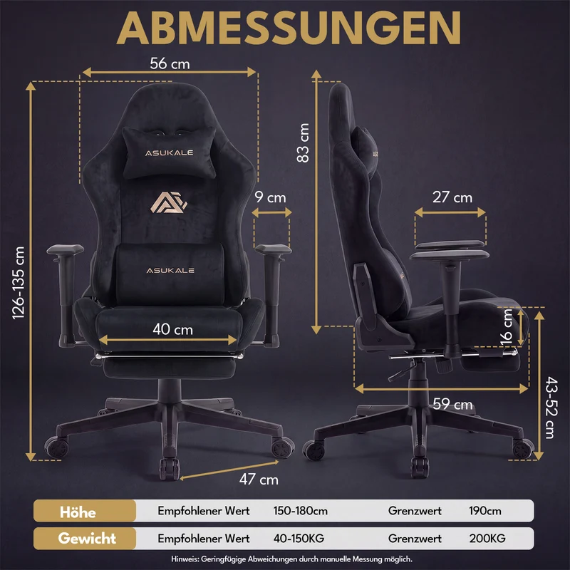 Ergonomischer XXL-Gaming-Stuhl aus schwarzem Samt mit Massagefunktion und Fußstütze