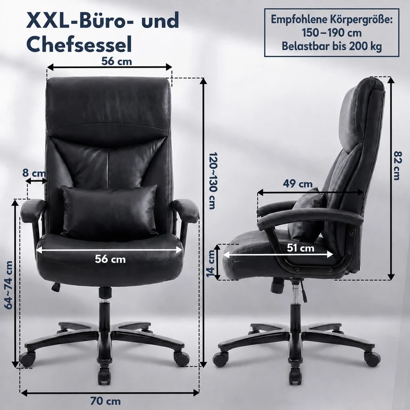 XXL-Chefsessel – großzügiger Komfort und zuverlässige Stabilität