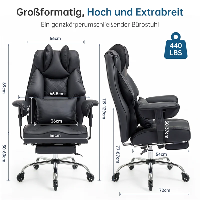 Ergonomischer XXL-Bürostuhl für Arbeit und Entspannung