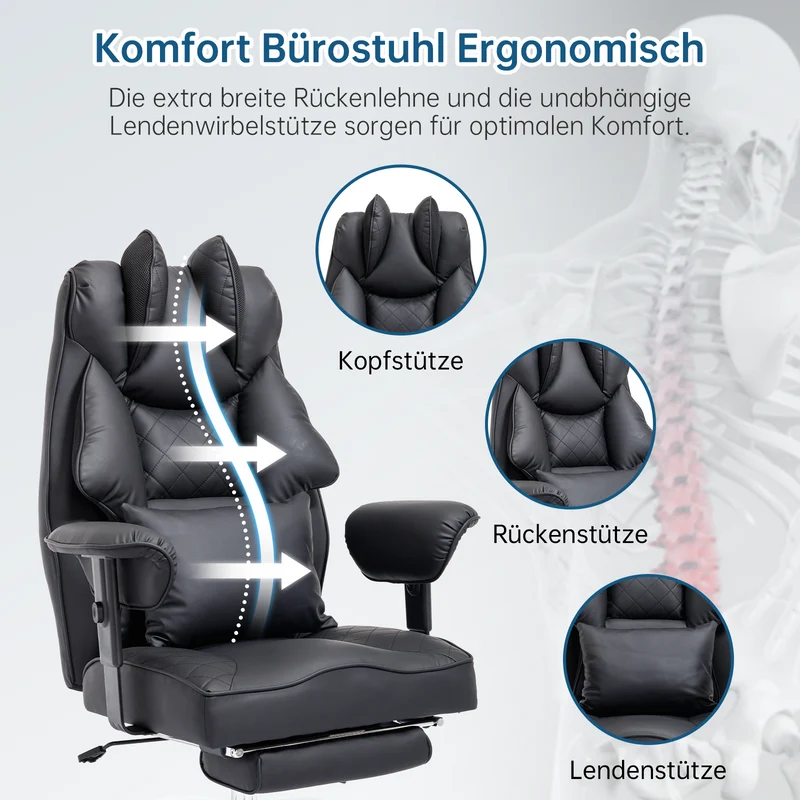 Ergonomischer XXL-Bürostuhl für Arbeit und Entspannung