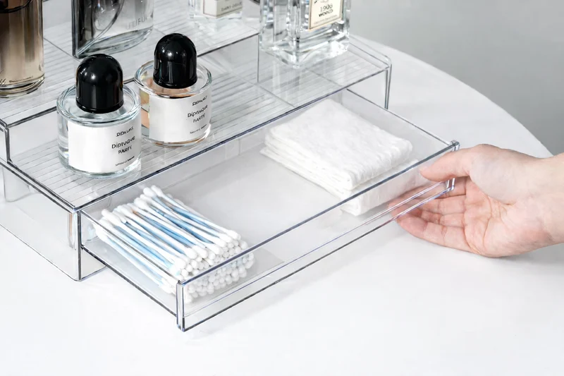 CRELIV Make-Up Organizer mit Schublade – 3-stufiger Kosmetik-Aufsteller