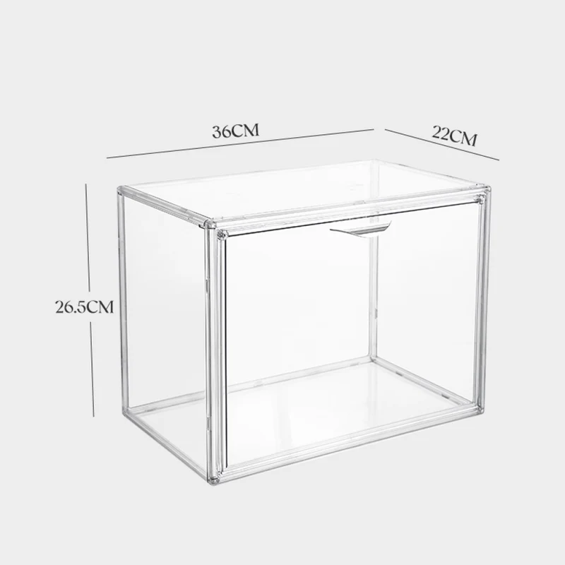 Creliv Vitrine Stapelbar für Garderobe, Transparent Acryl Schaukasten mit Tür (1-St., 36x27x22cm) für Tasche, Schuhe, Figuren, Modelle