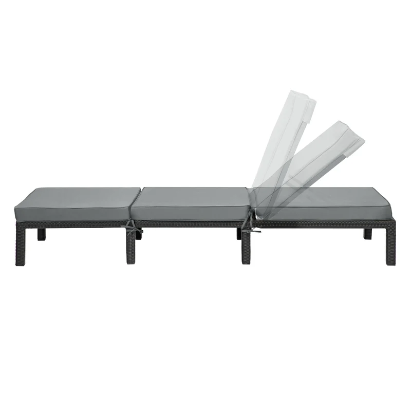 2er Set PEACH Gartenliege Polsterauflage Klappbar Polyrattan Schwarz