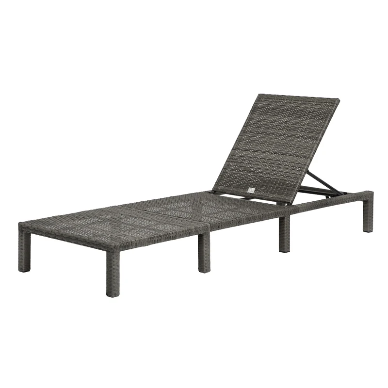 2er Set PEACH Gartenliege Polsterauflage Klappbar Polyrattan Grau