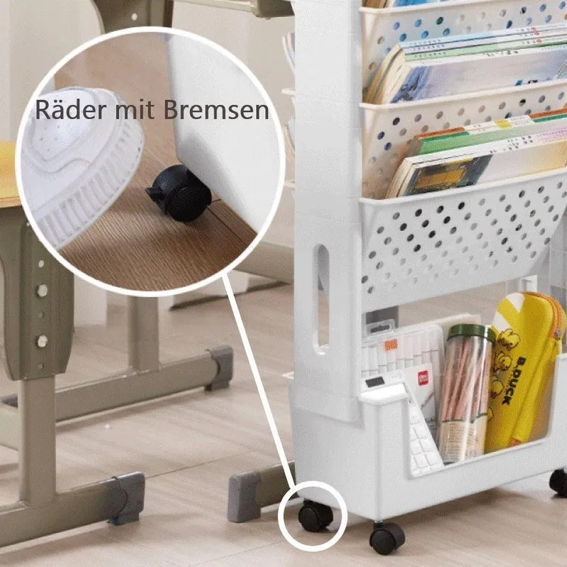 Creliv Bücherregal Rollregal, Schulanfang, Lernpartner für Arbeitzimmer & Garderobe, Leichtes Bewegen, flexible Anordnung