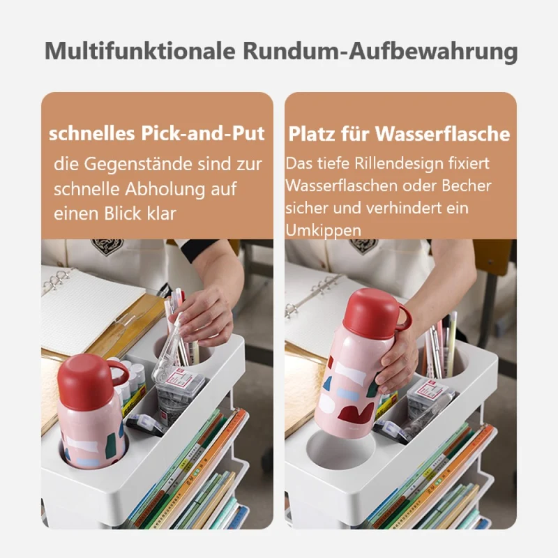 Creliv Bücherregal Rollregal, Schulanfang, Lernpartner für Arbeitzimmer & Garderobe, Leichtes Bewegen, flexible Anordnung