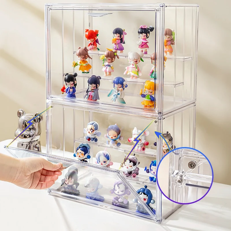 Creliv Vitrine Stapelbar für Garderobe, Transparent Acryl Schaukasten mit Tür (1-St., 36x26,5x22cm) für Figuren, Modelle, Tasche, Schuhe
