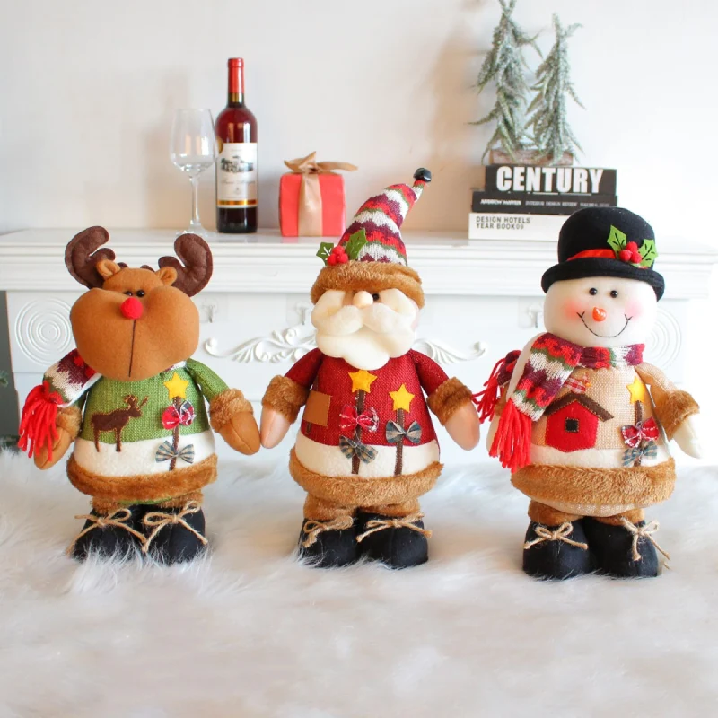 Creliv Weihnachtsmann für Garderobe, 3 Weihnachtspuppe, Schneemann-Figur, Weihnachtsgeschenk, teilweise handgefertigt