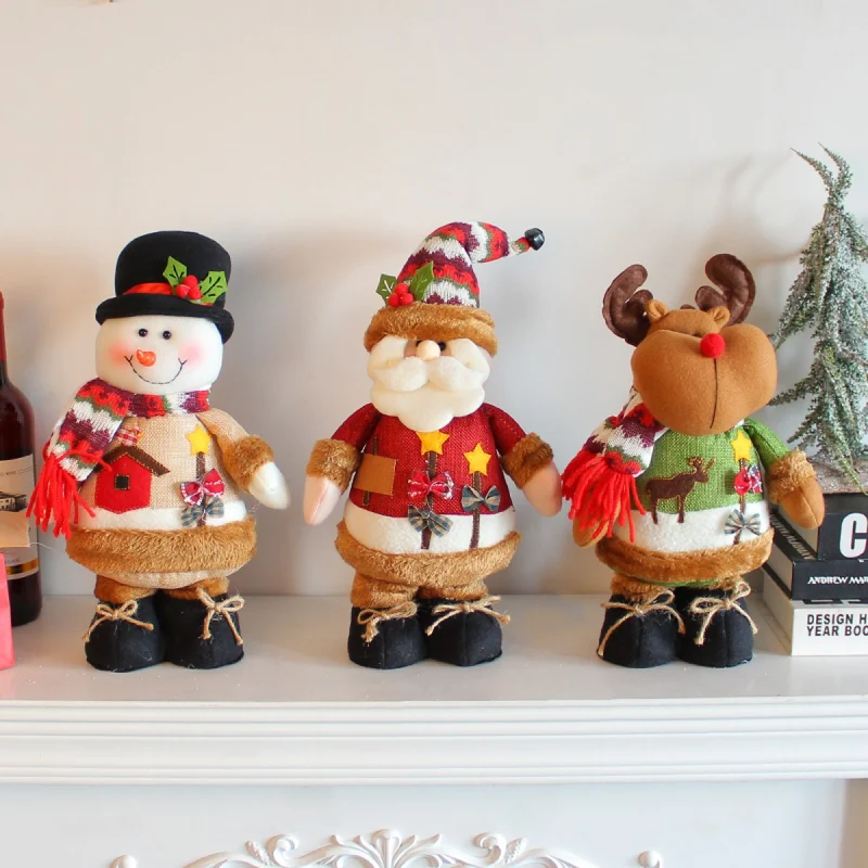 Creliv Weihnachtsmann für Garderobe, 3 Weihnachtspuppe, Schneemann-Figur, Weihnachtsgeschenk, teilweise handgefertigt