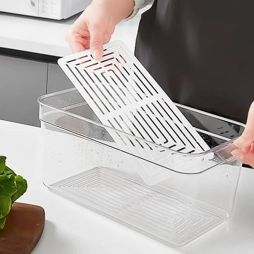 CRELIV Korbeinsatz Kühlschrank Organizer mit Deckel für Küche Aufbewahrung, 4er-Set, schön Geschenkbox verpackt, BPA Frei