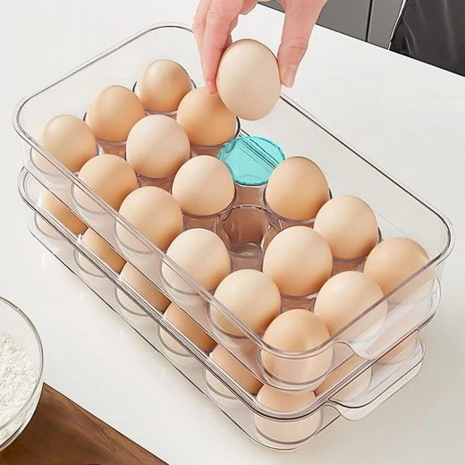 CRELIV Korbeinsatz Kühlschrank Organizer mit Deckel für Küche Aufbewahrung, 4er-Set, schön Geschenkbox verpackt, BPA Frei