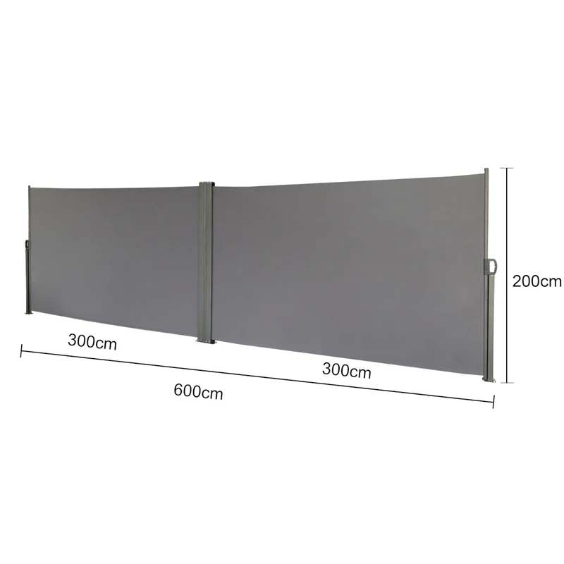 Doppel-Seitenmarkise 280g/m² Balkon-Markise Sonnenschutz Sichtschutz