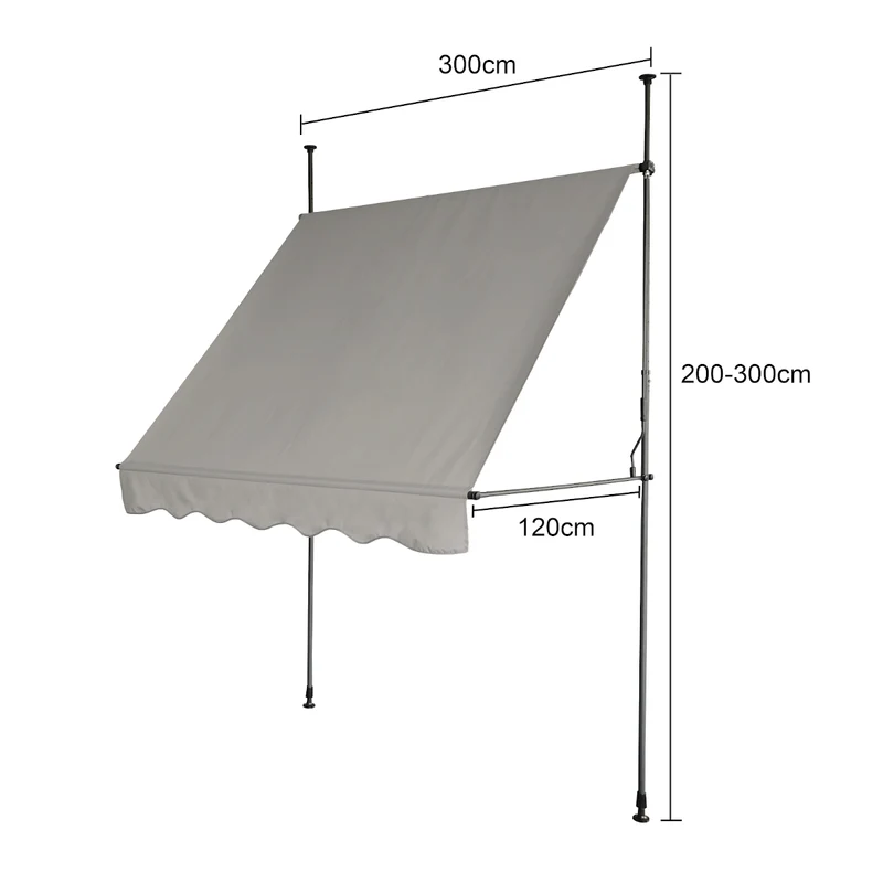 Klemmmarkise 280g/m² Balkon-Markise Vordach Sonnenschutz mit Handkurbel
