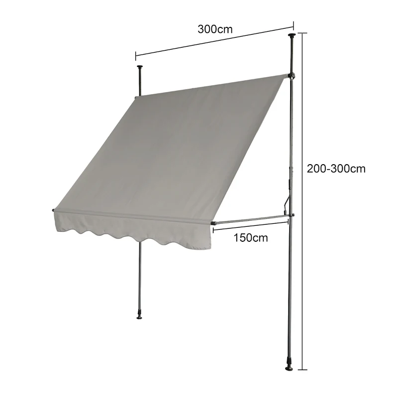 Klemmmarkise 280g/m² Balkon-Markise Vordach Sonnenschutz mit Handkurbel